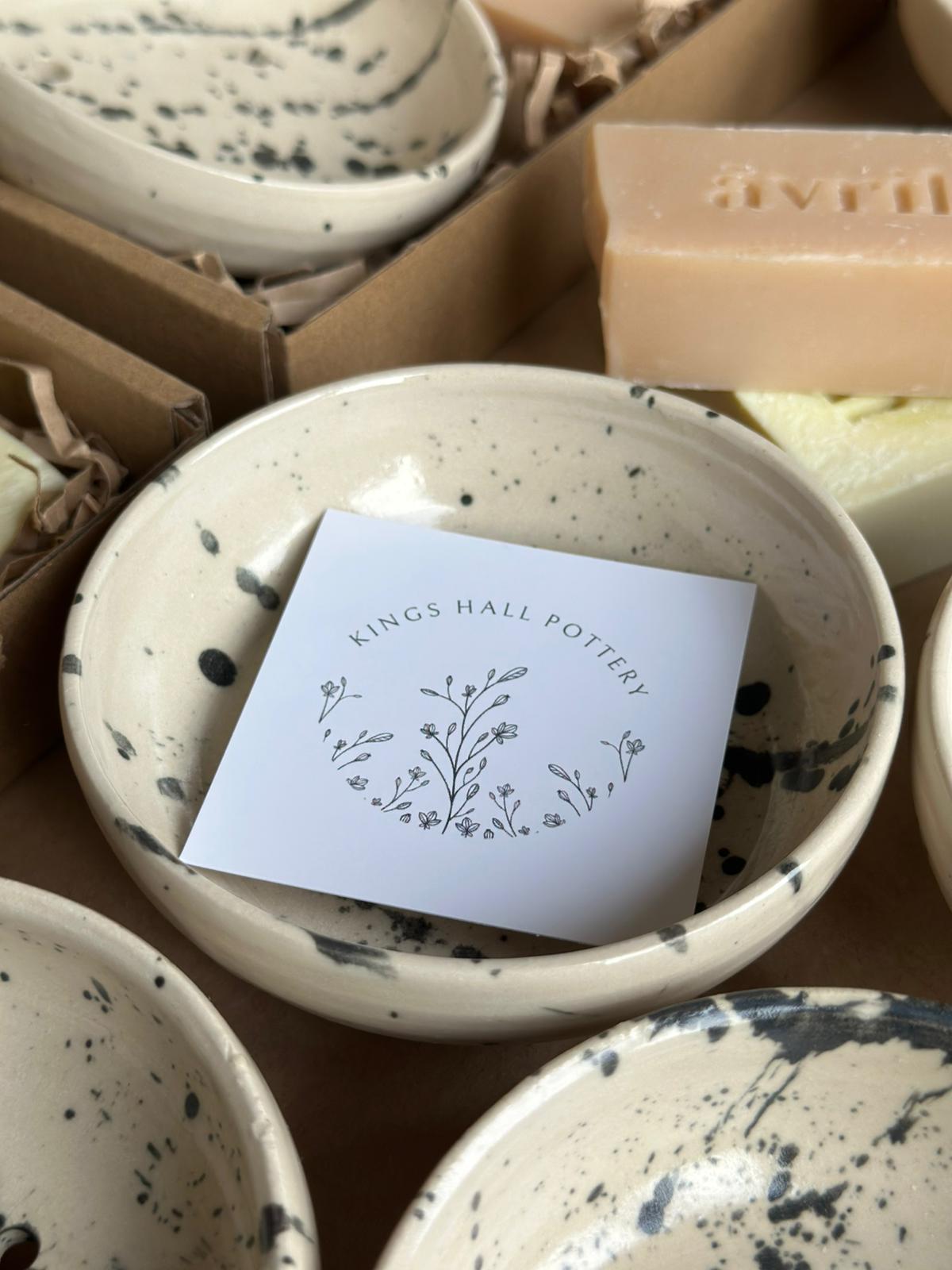 Handcrafted Gift Box – Ceramic Soap Dish + 2 Vegan Artisan Soaps